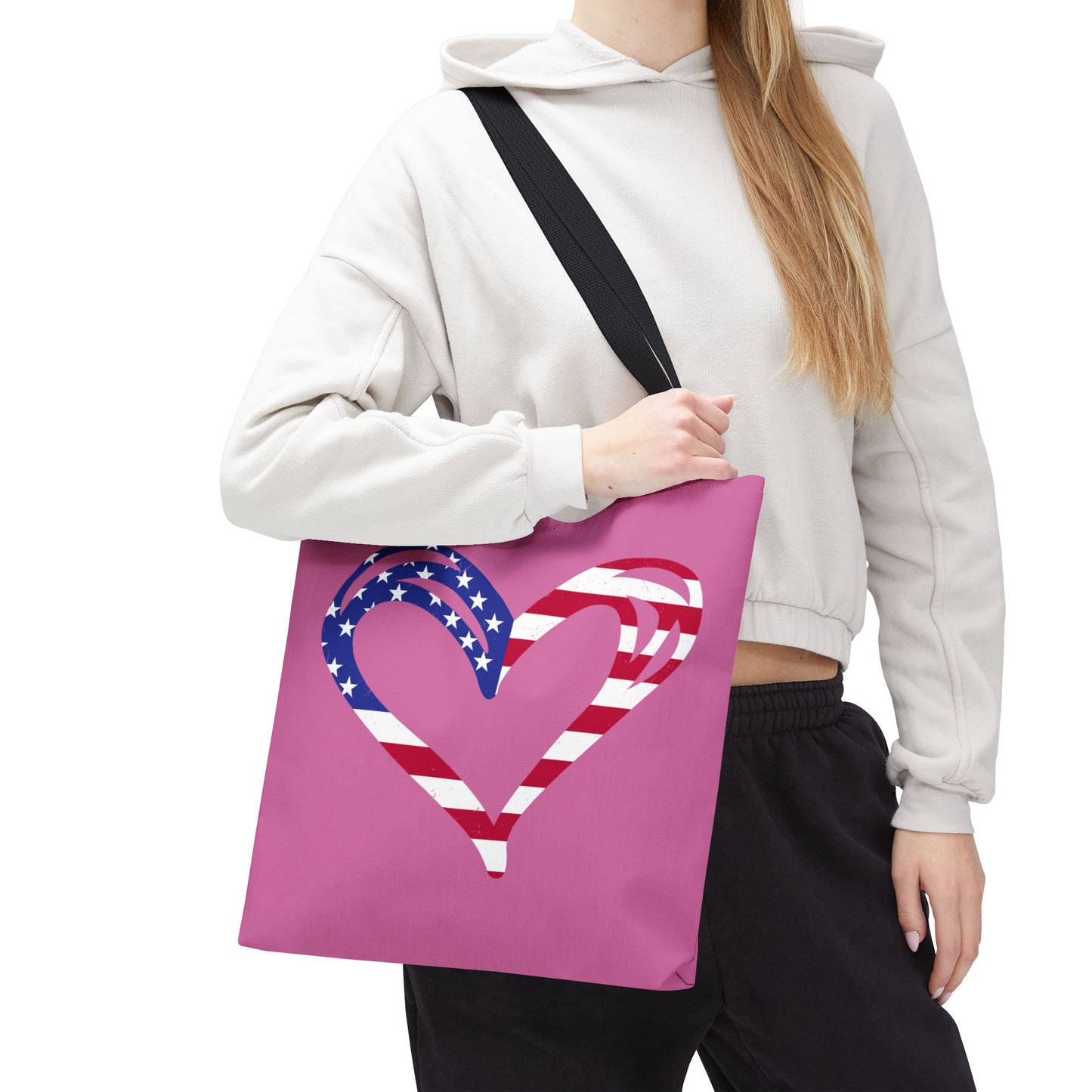 Princess Grace  Patriotic Heart Tote Bag  USA Flag Design