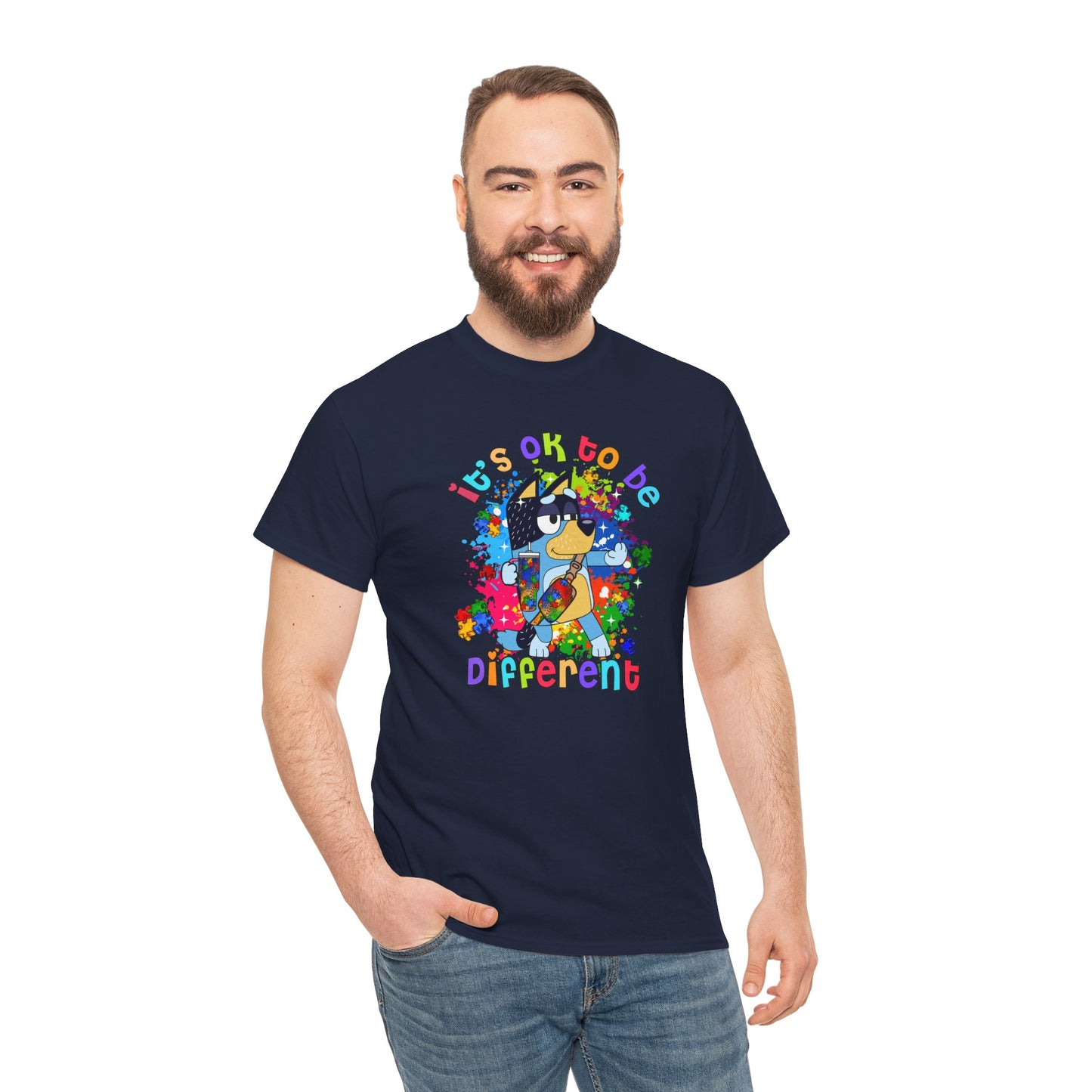 Princess Grace  Bluey  Unisex Heavy Cotton Tee  "It's OK to Be Different" - Colorful Graphic T-Shirt for Self-Expression