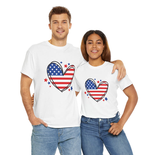 Princess Grace  Patriotic Heart Unisex Heavy Cotton Tee  USA Love T-Shirt