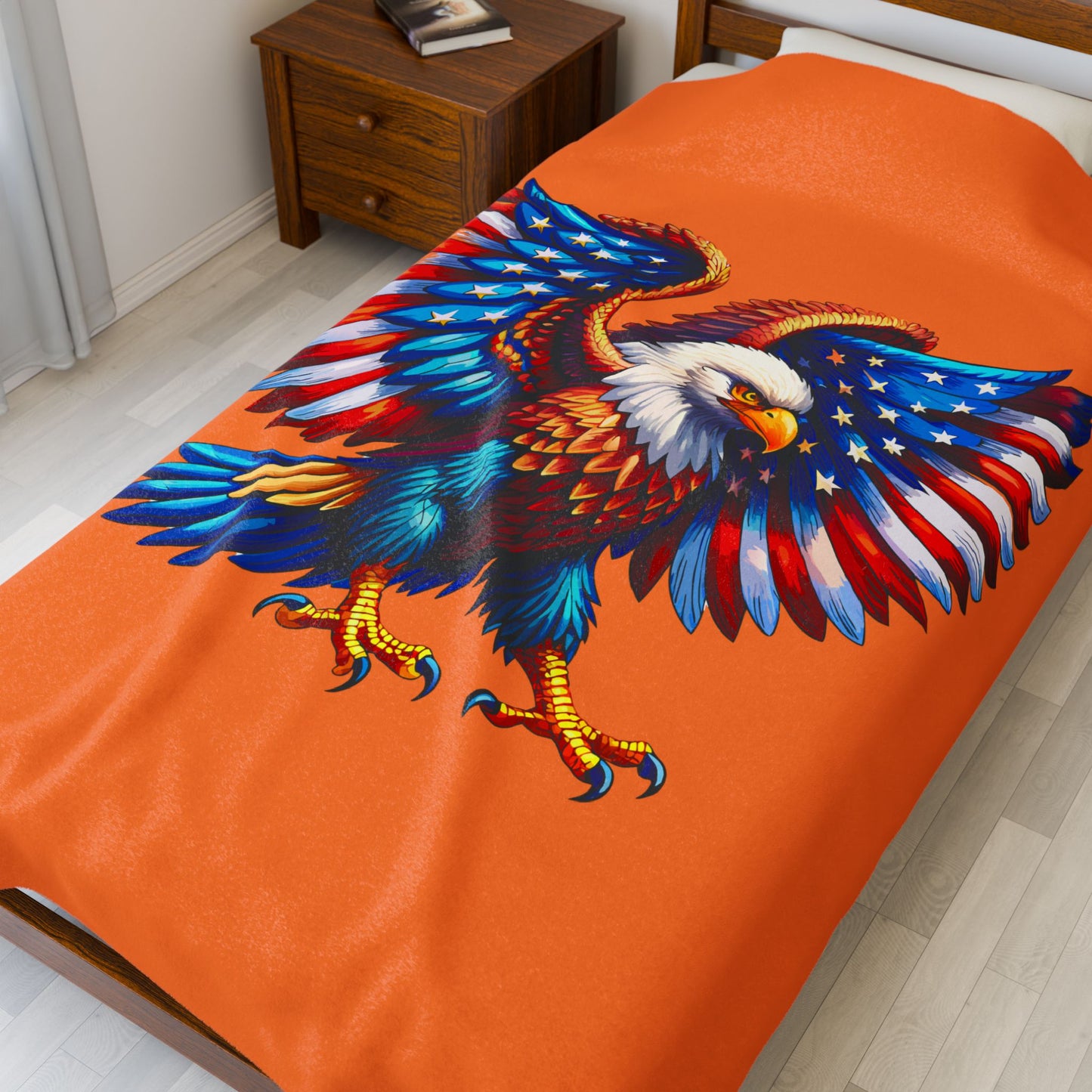 Princess Grace  Patriotic Eagle Velveteen Plush Blanket  Cozy American Spirit Decor