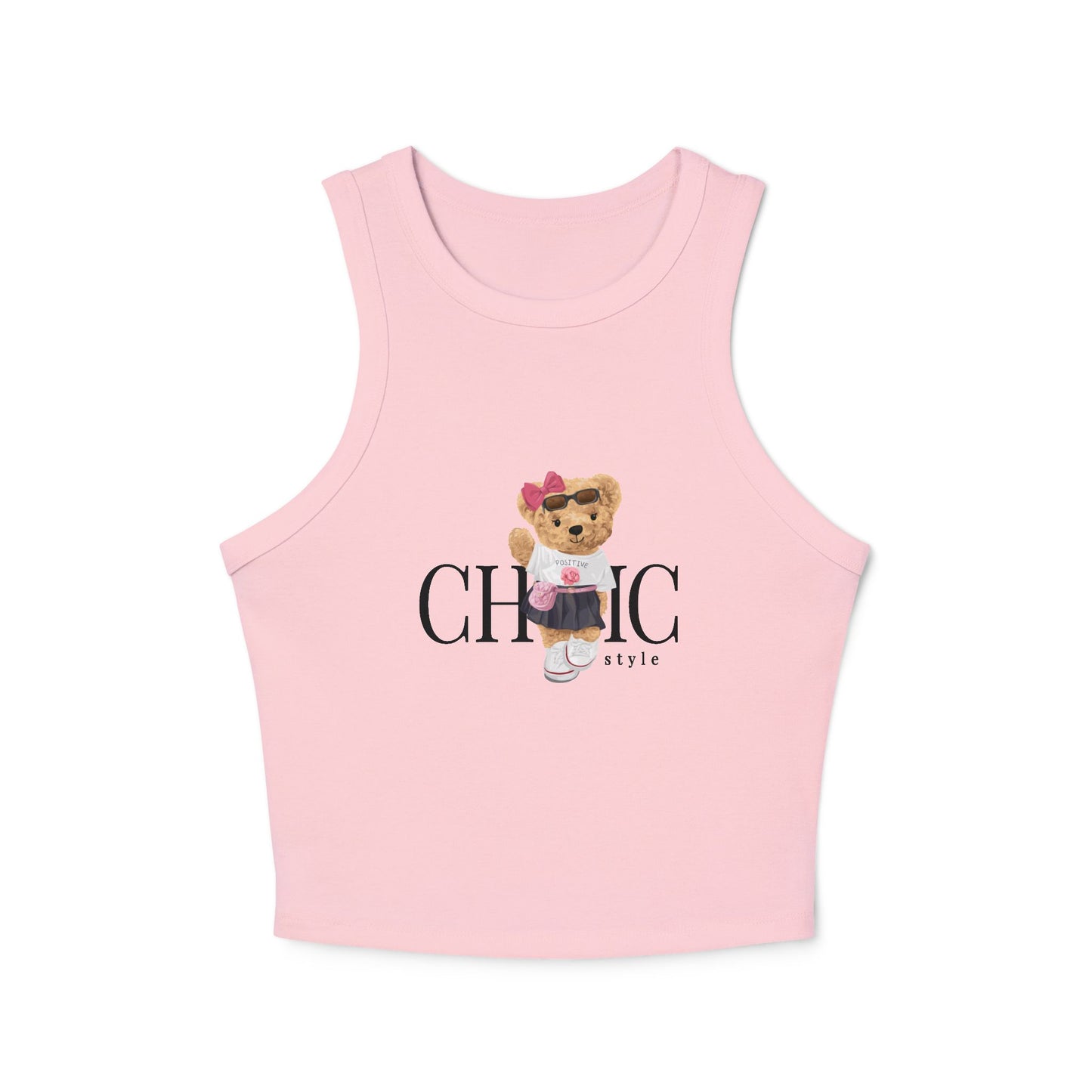 Princess Grace  Chic Bear Print Women's Micro Rib Racer Tank Top  Cute Casual Fashion