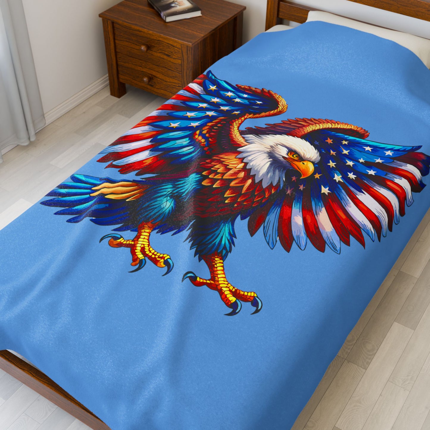 Princess Grace  Patriotic Eagle Velveteen Plush Blanket  Cozy Throw for Fourth of July & Celebrations