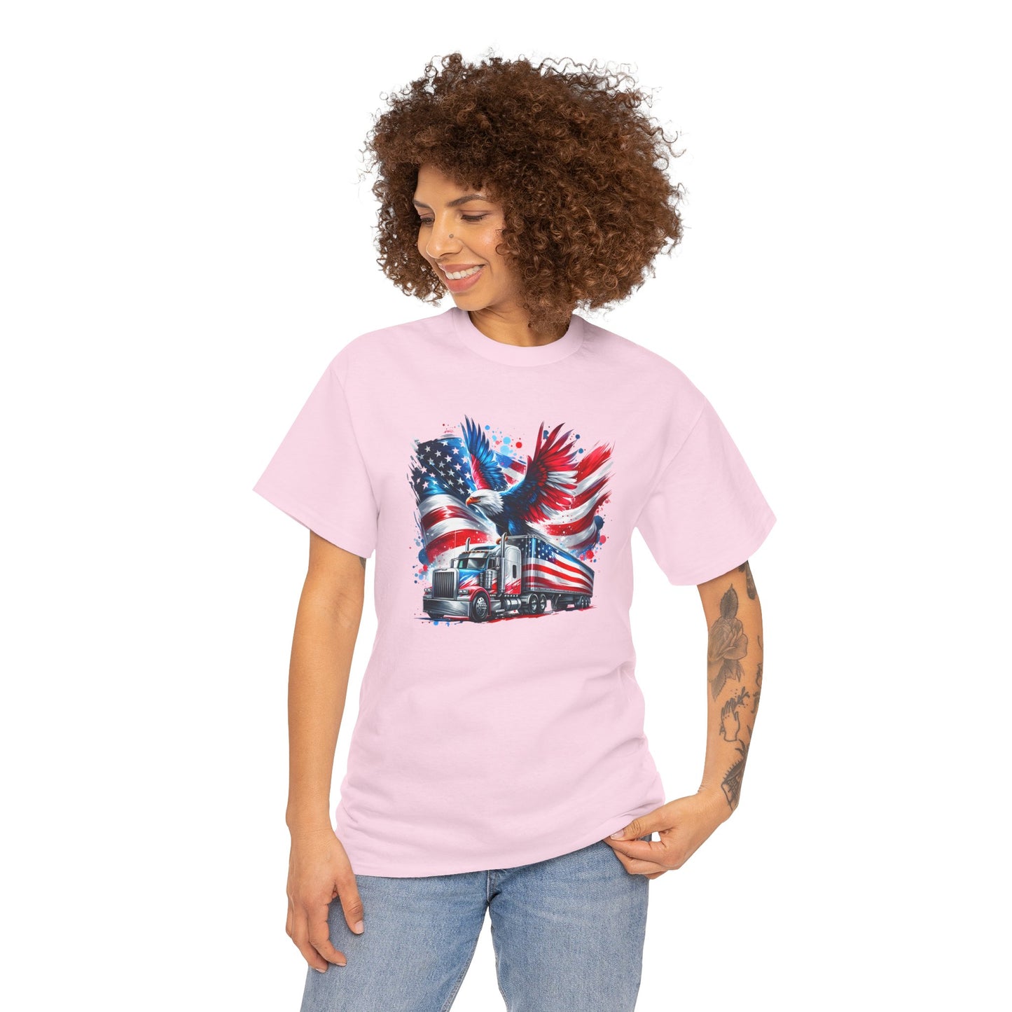 Princess Grace  Patriotic Eagle Truck Unisex Heavy Cotton Tee