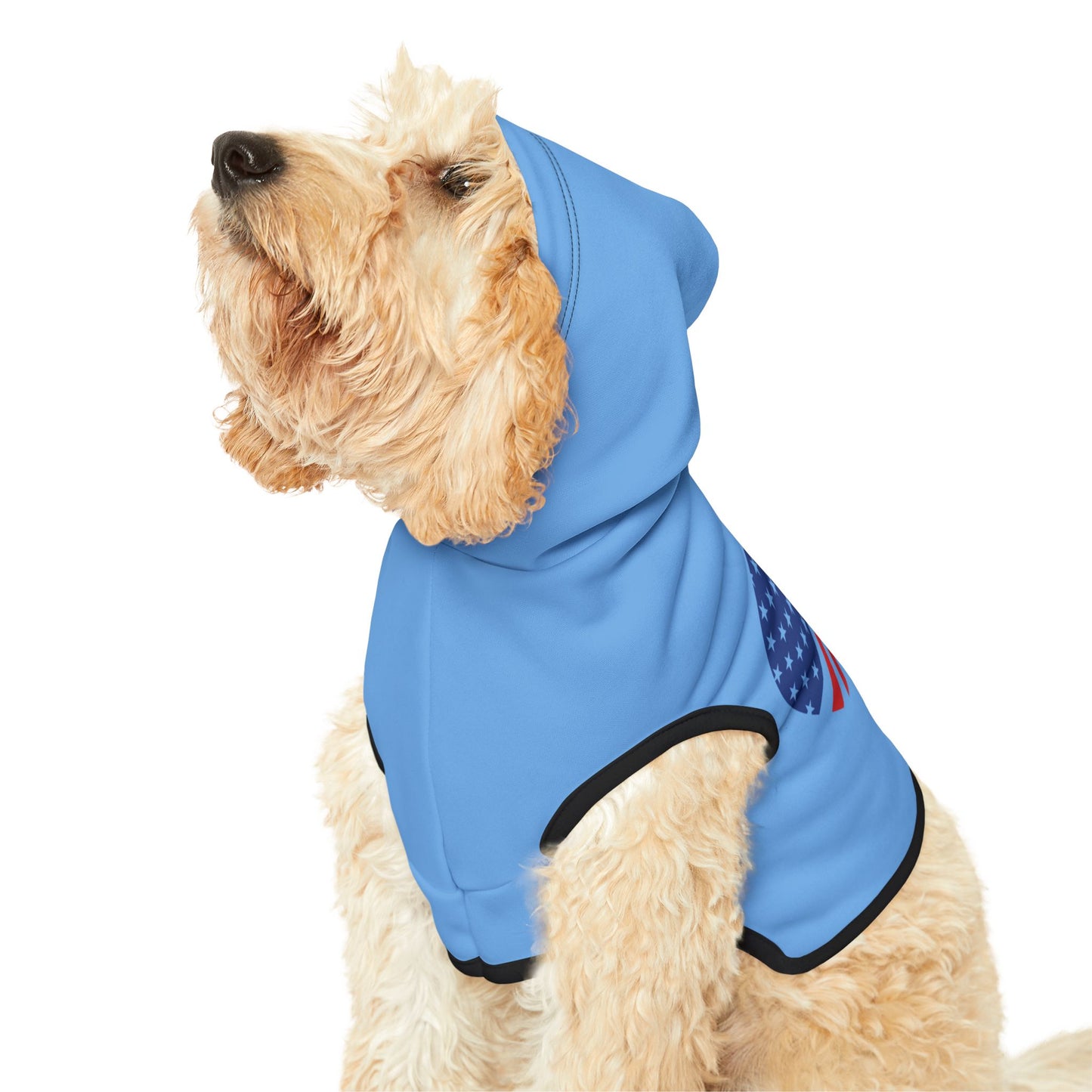 Princess Grace  Patriotic Pet Hoodie with Heart Design Perfect for Holidays & Celebrations