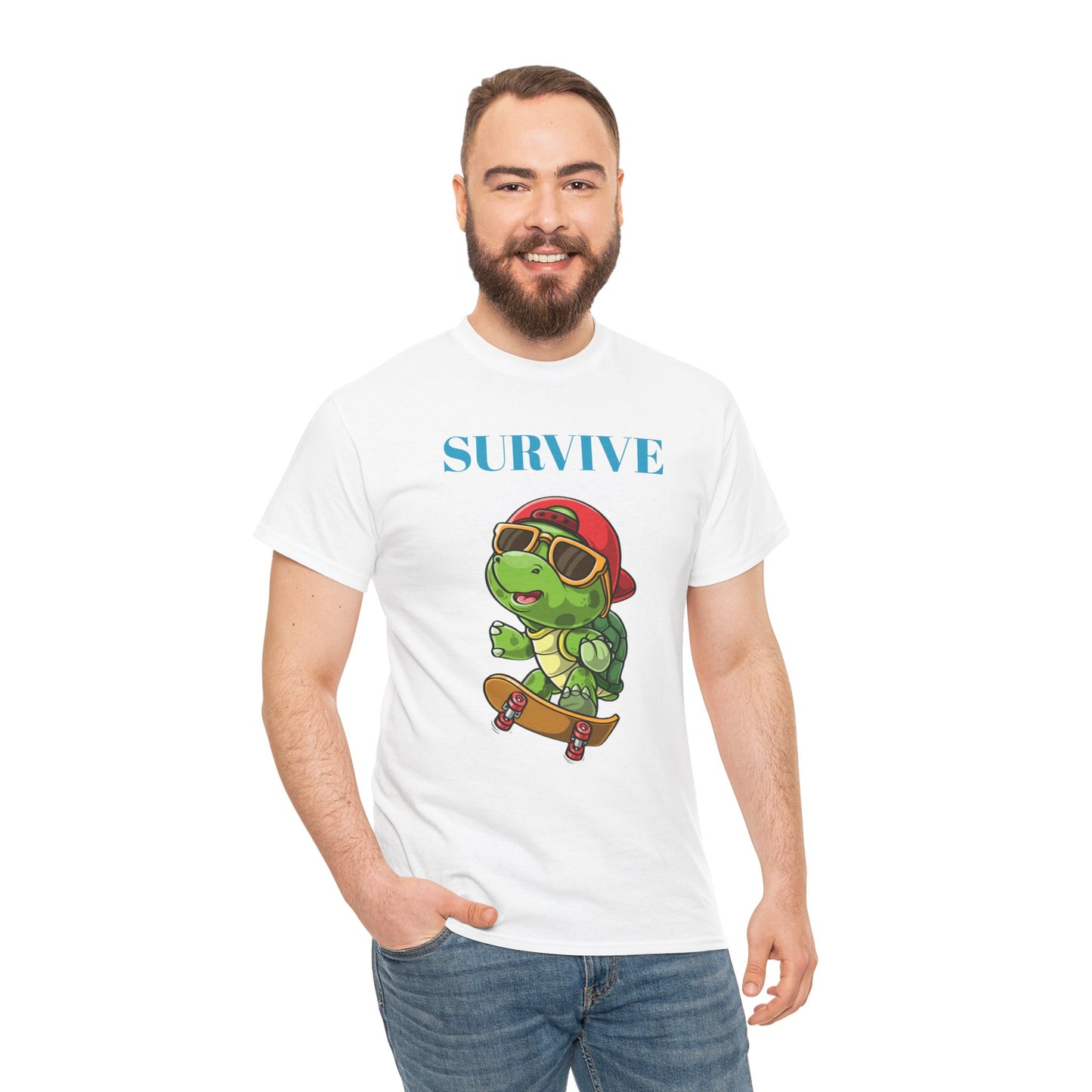 Princess Grace  Cool Skateboarding Turtle Tee "Survive" Unisex Cotton T-Shirt for Fun Lovers