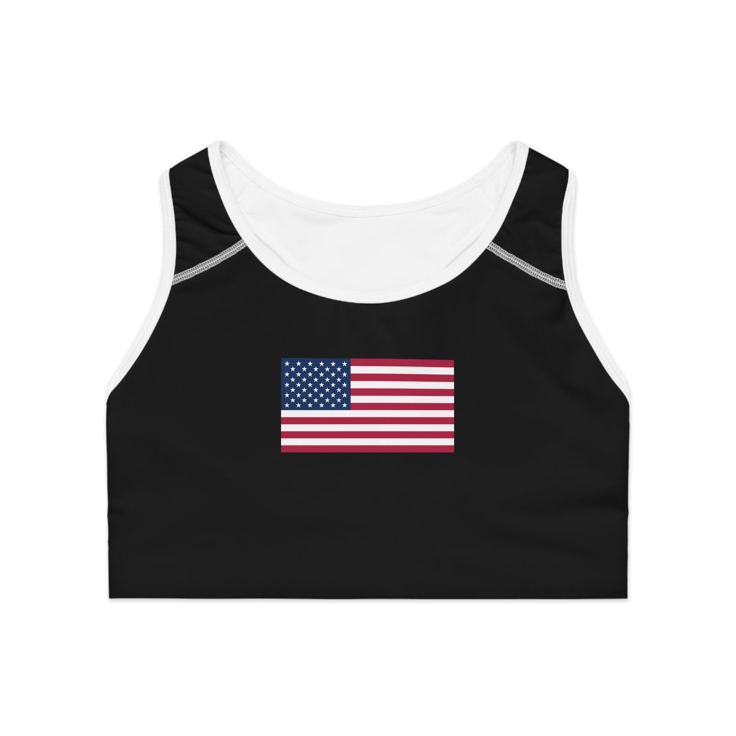 Princess Grace Patriotic Sports Bra  American Flag Design for Active Lifestyle