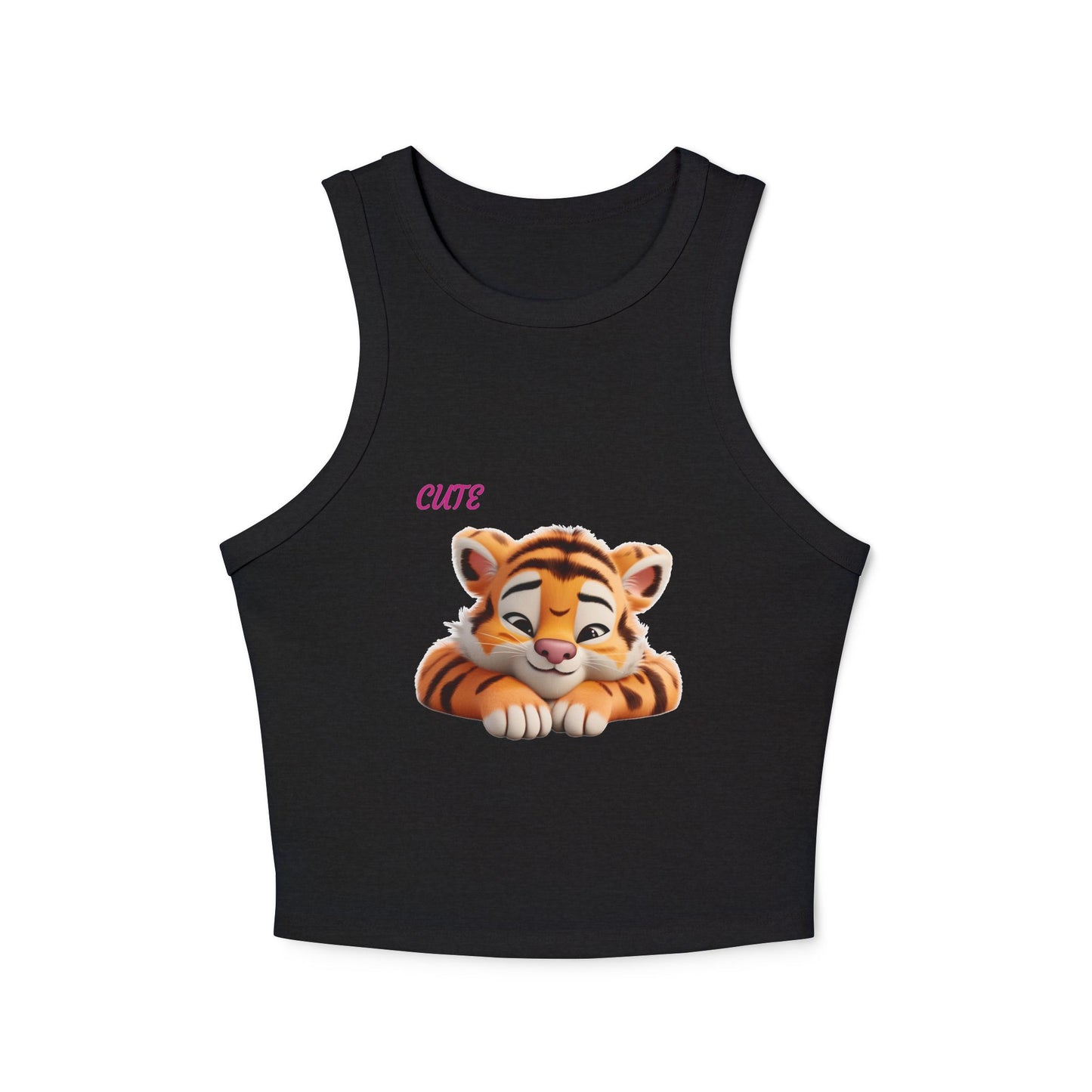 Princess Grace  Cute Tiger Women's Micro Rib Racer Tank Top  Fun & Playful Summer Wear