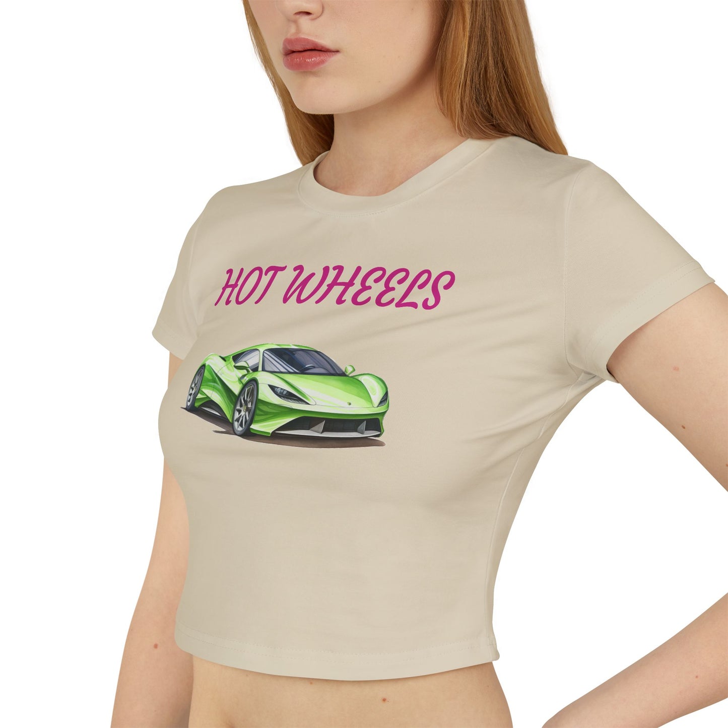 Princess Grace  Hot Wheels Women's Baby Tee Fun & Stylish Car Graphic Shirt for Racing Enthusiasts