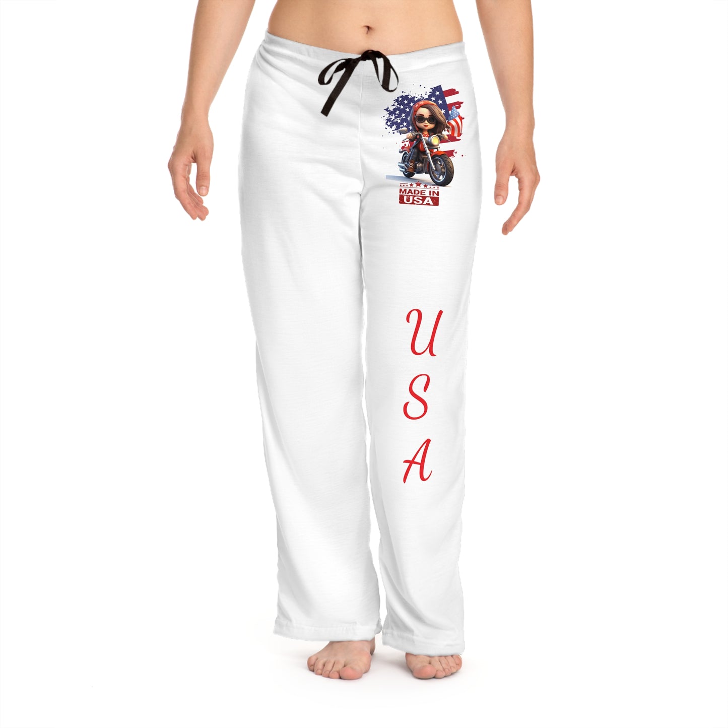 Princess Grace Patriotic Pajama Pants with USA Graphic