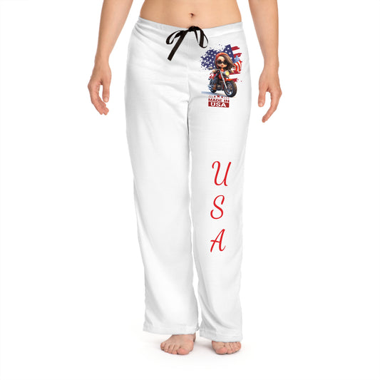 Princess Grace Patriotic Pajama Pants with USA Graphic