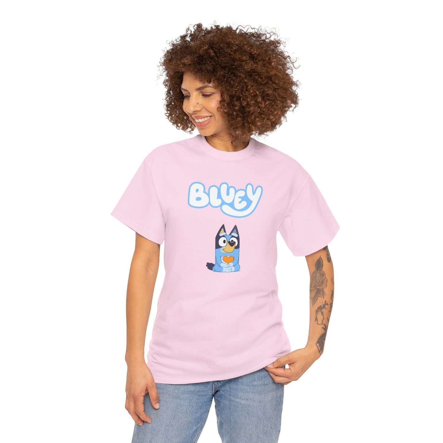 Princess Grace  Bluey Unisex Heavy Cotton Tee  Comfortable Cartoon T-Shirt for Kids and Adults