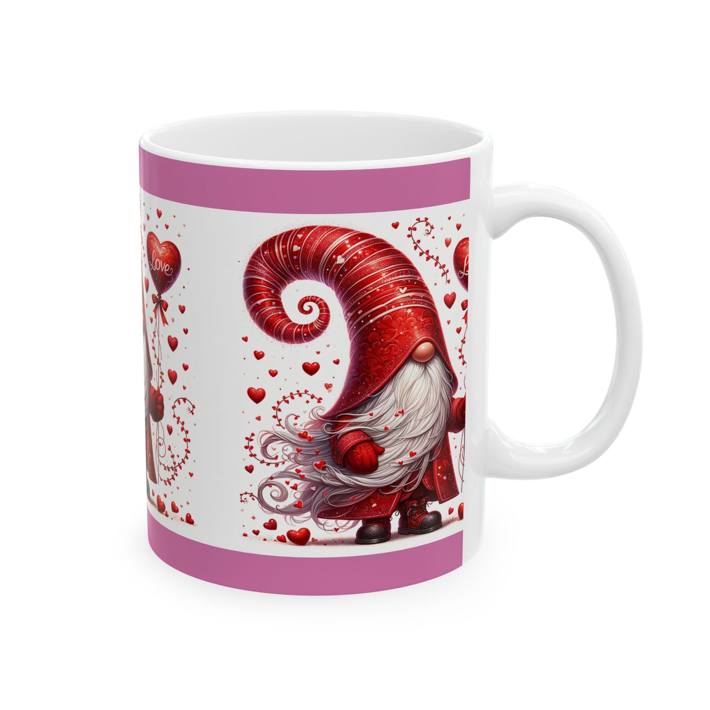Princess Grace  Valentine's Day Gnome Ceramic Mug  Whimsical 11oz & 15oz Cuppa with Love Design