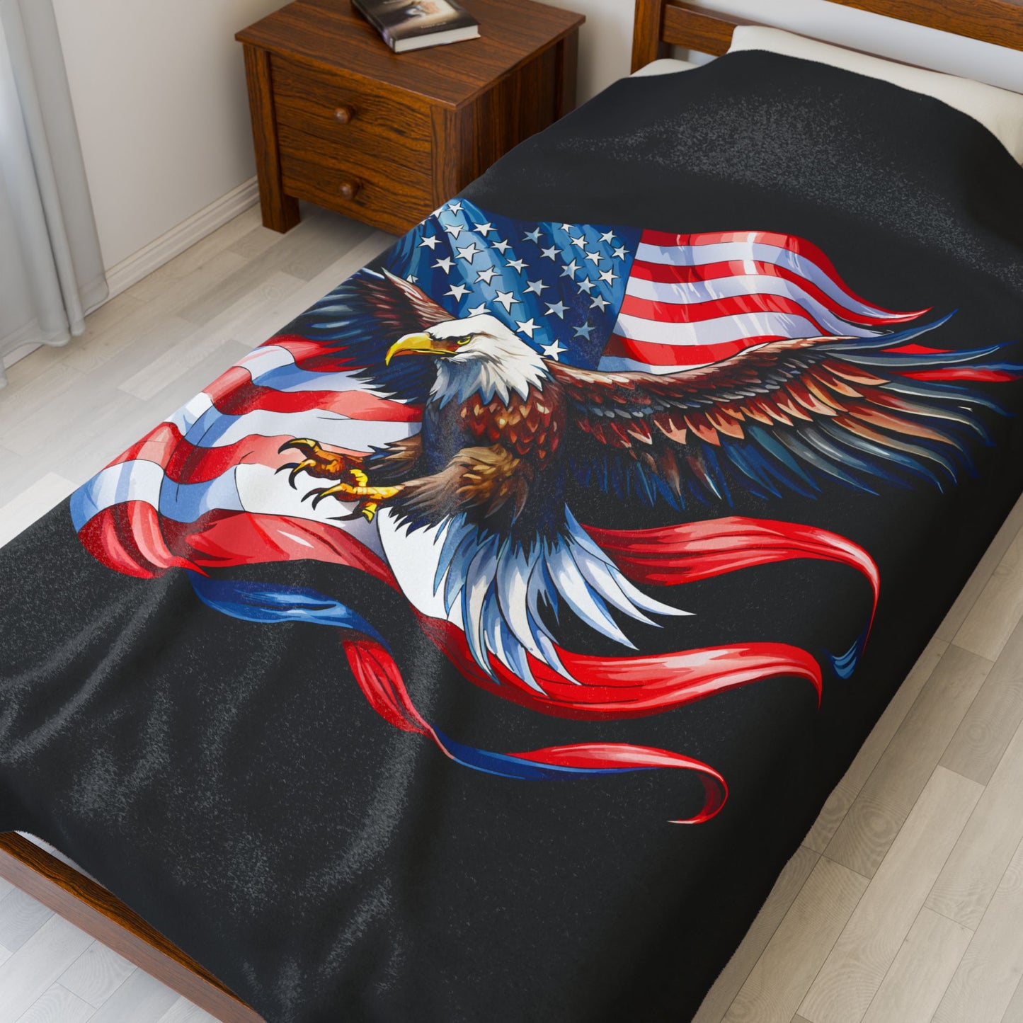 Princess Grace  Patriotic Eagle Velveteen Plush Blanket