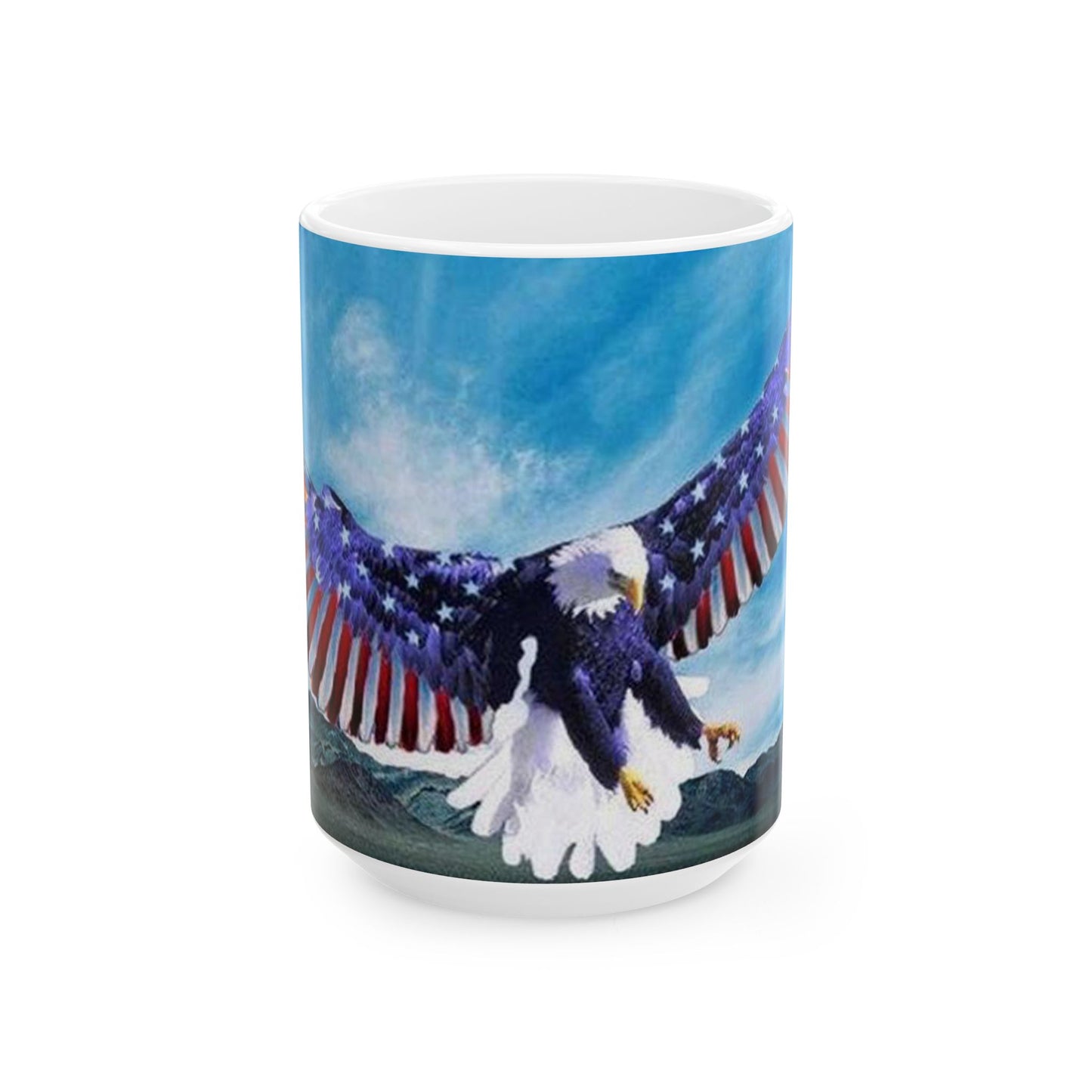 Princess Grace Patriotic Eagle Ceramic Mug, Americana Coffee Cup, Gift for Veterans, Travel Mug, 4th of July, Memorial Day