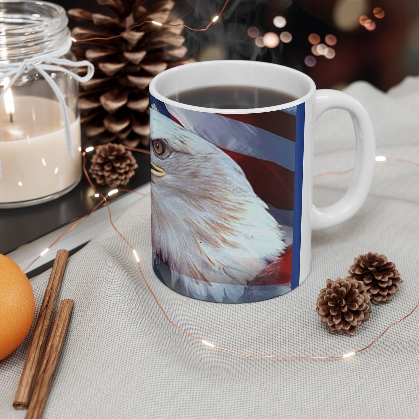 Princess Grace Patriotic Eagle Ceramic Mug 11oz & 15oz Perfect for Memorial Day, Fourth of July, Father's Day, Gifts for Veterans