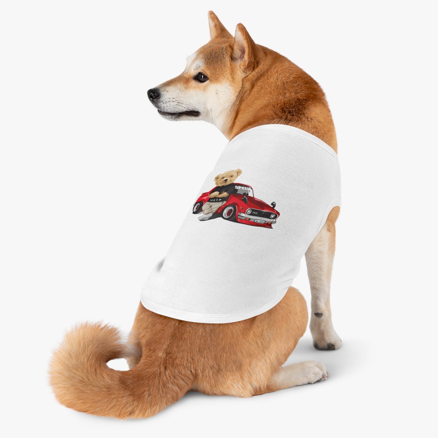 Princess CUTE Pet Tank Top with Racing Bear Graphic  Perfect for Playful Pets