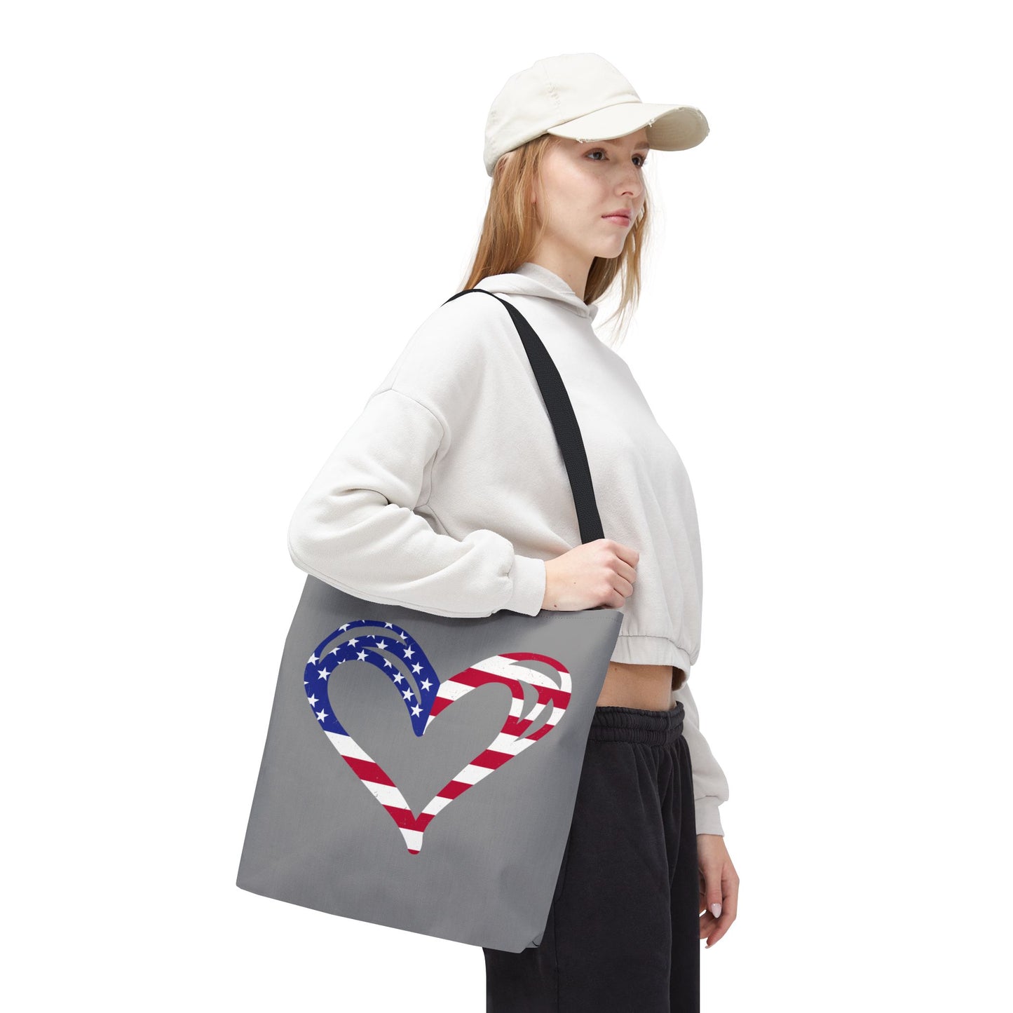 Princess Grace  Patriotic Heart Tote Bag Ideal for Celebrations & Everyday Use