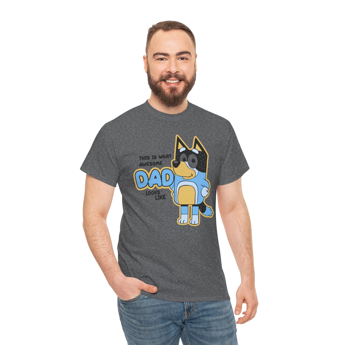 Princess Grace  Bluey  Awesome Dad Unisex Heavy Cotton Tee  Funny Gift for Father's Day