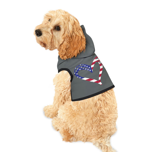 Princess Grace  Patriotic Pet Hoodie with Heart Design