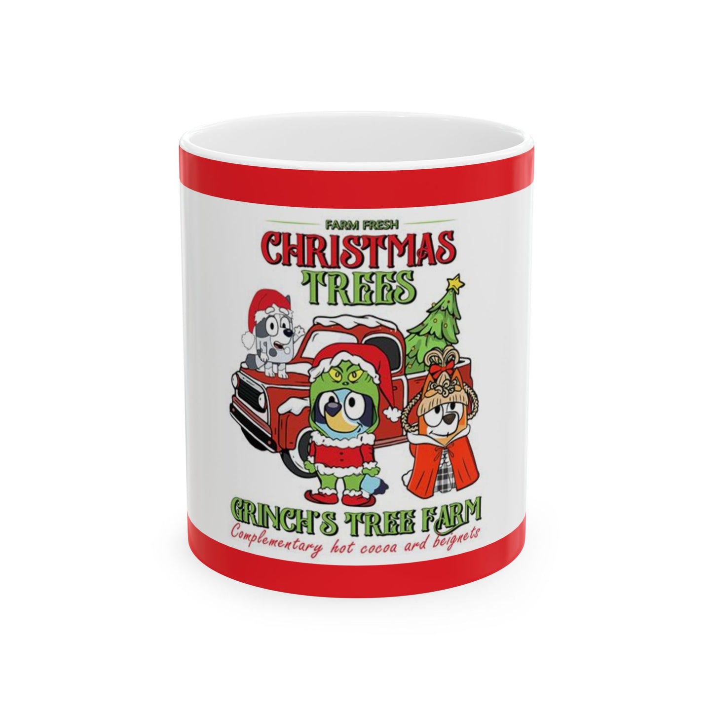 Princess Grace Holiday Christmas Mug  Grinch’s Tree Farm Design with Cute Characters