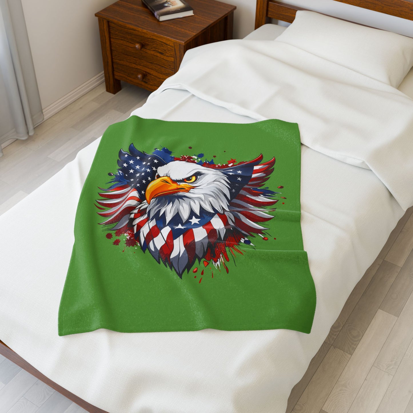 Princess Grace  Patriotic Eagle Velveteen Plush Blanket   Cozy Home Décor for Independence Day and Year Round Comfort