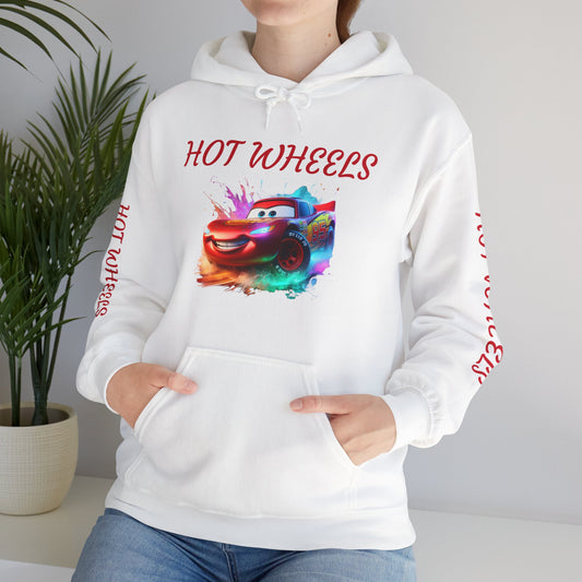 Princess Grace  Hot Wheels Unisex Heavy Blend Hooded Sweatshirt Fun and Colorful Racing Design