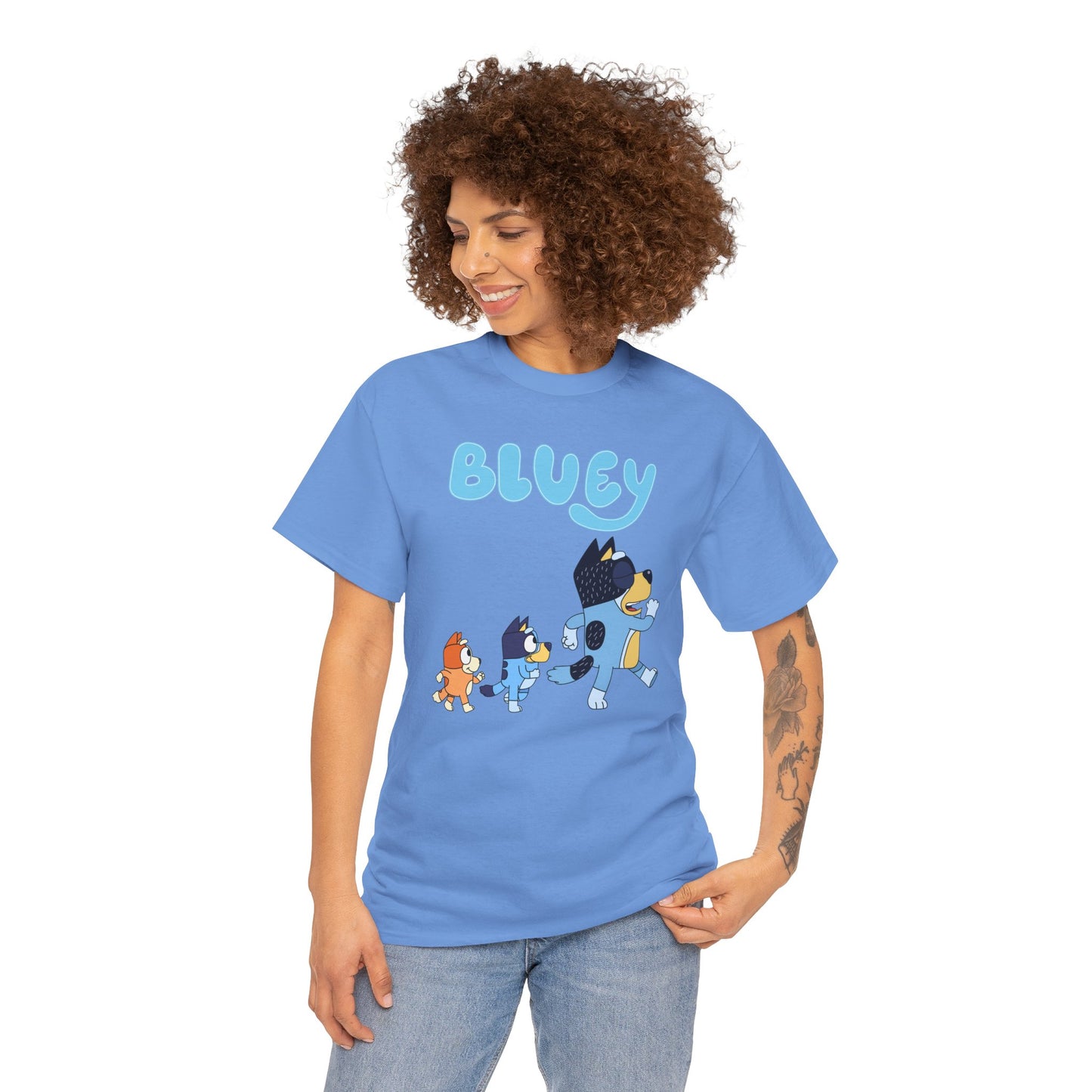 Princess Grace  Bluey Unisex Heavy Cotton Tee  Cute Cartoon T-Shirt for Kids and Adults
