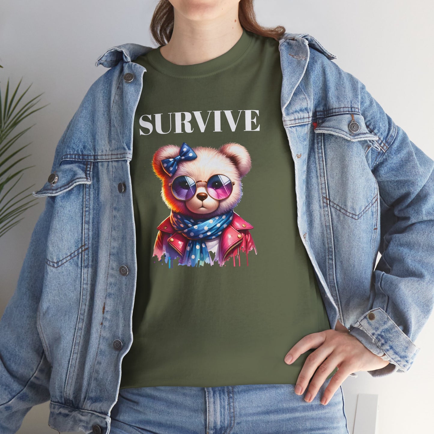 Princess Grace  Cute Panda Illustration "Survive" Unisex Heavy Cotton Tee