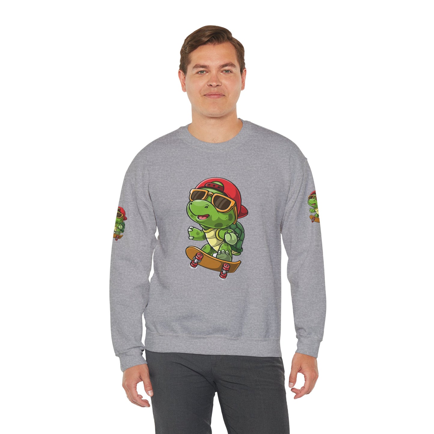 Princess Grace  Cool Turtle Skateboarding Crewneck Sweatshirt for Kids and Teens