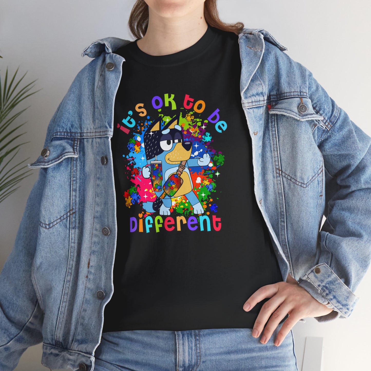Princess Grace  Bluey  Unisex Heavy Cotton Tee  "It's OK to Be Different" - Colorful Graphic T-Shirt for Self-Expression