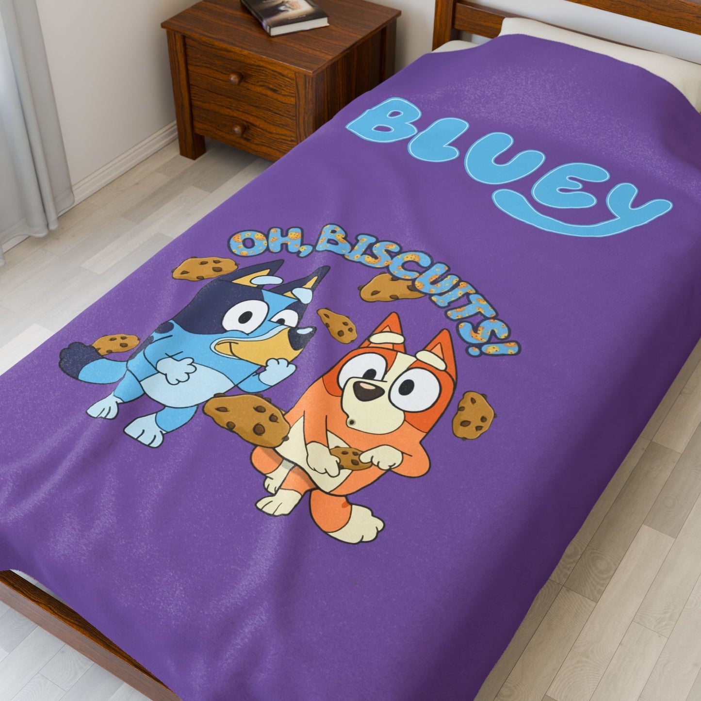 Princess Grace  Bluey Oh Biscuits Velveteen Plush Blanket for Kids