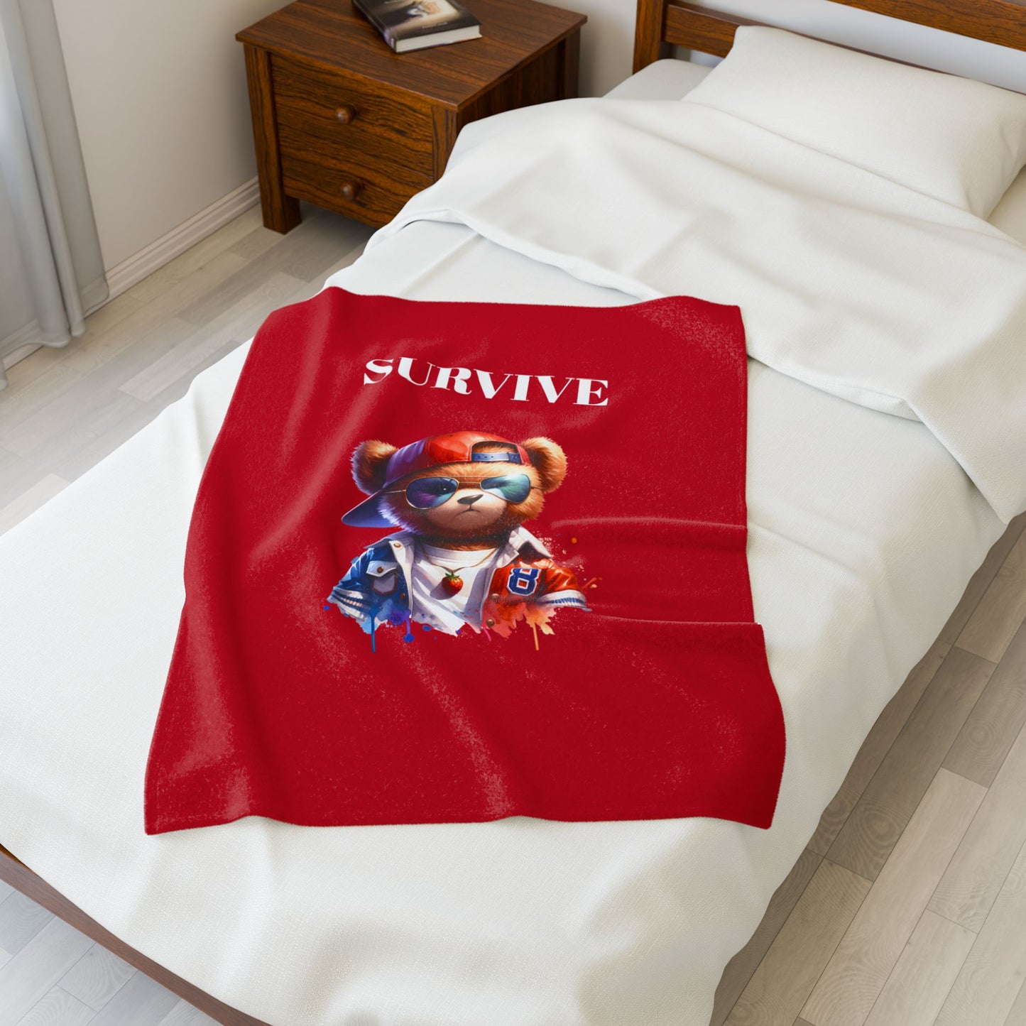 Princess Grace  Cozy Survive Bear Velveteen Plush Blanket
