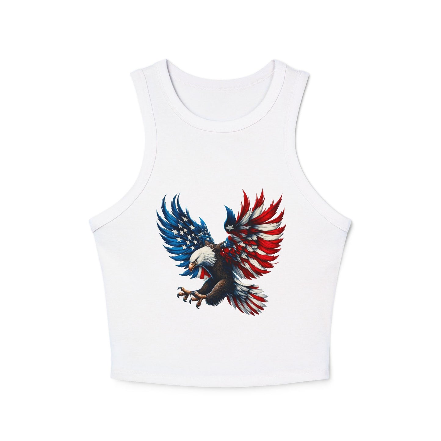 Princess Grace  Patriotic Eagle Women's Micro Rib Racer Tank Top USA Design