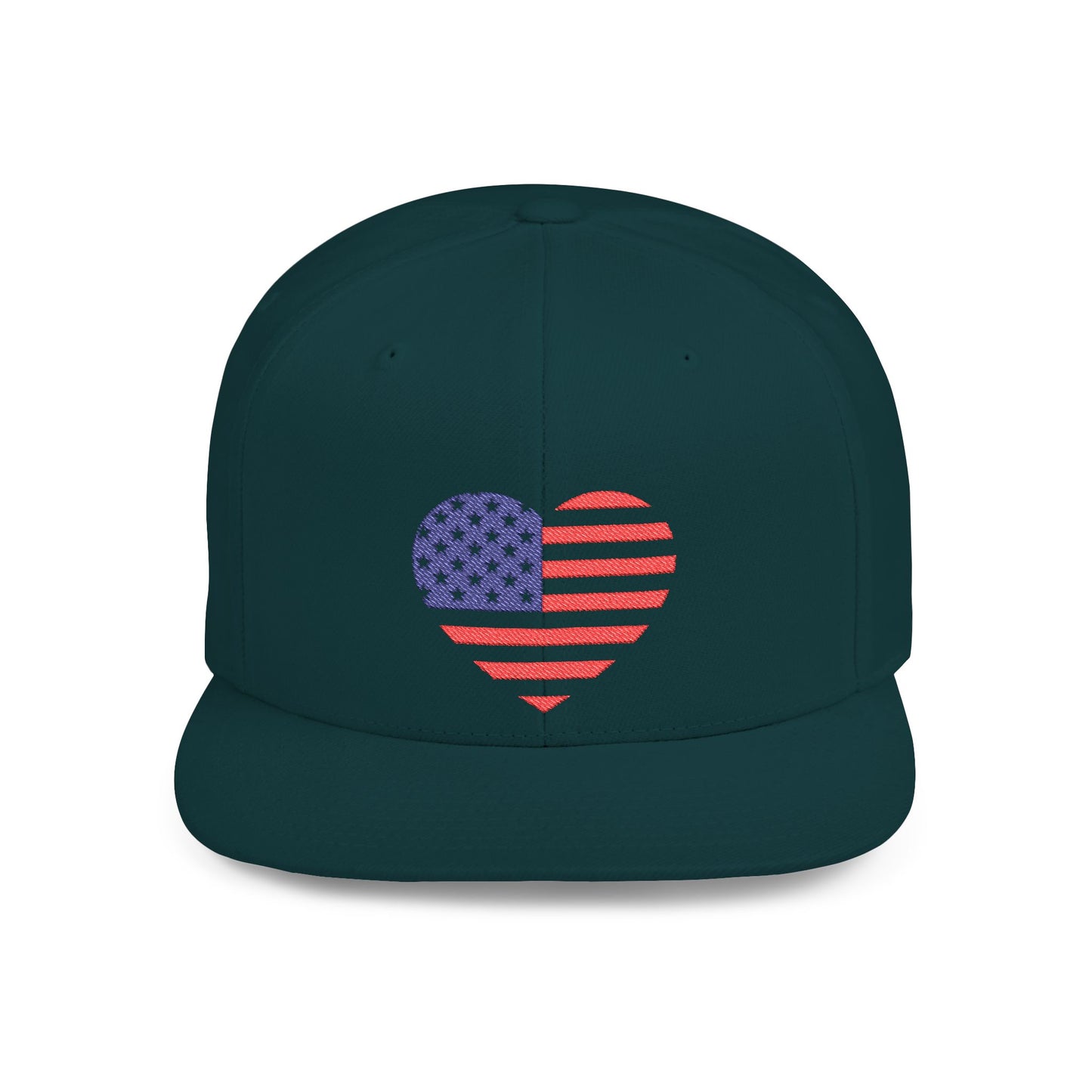 Princess Grace Patriotic Heart Flat Bill Snapback Cap