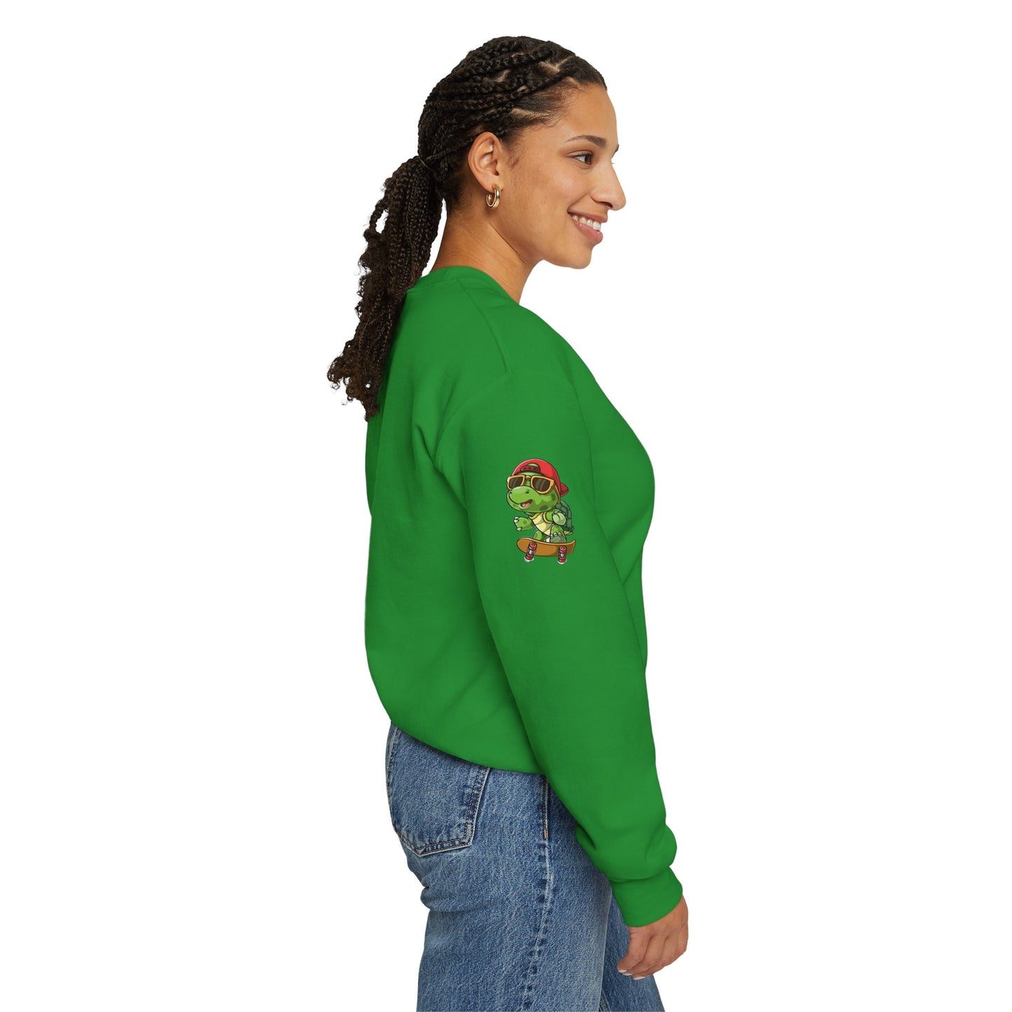 Princess Grace  Cool Turtle Skateboarding Crewneck Sweatshirt for Kids and Teens