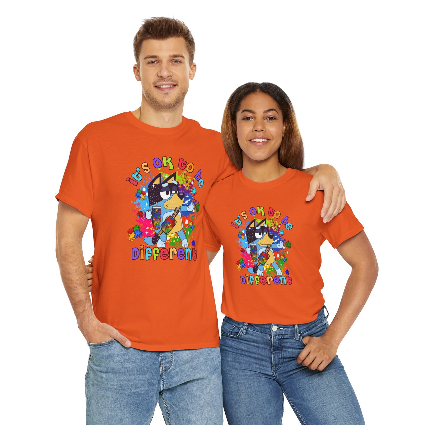 Princess Grace  Bluey  Unisex Heavy Cotton Tee  "It's OK to Be Different" - Colorful Graphic T-Shirt for Self-Expression