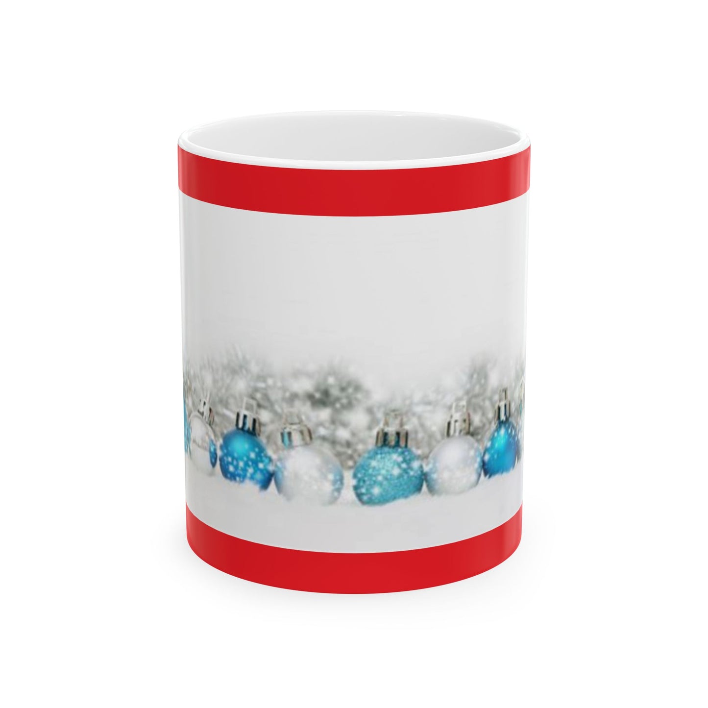 Princess Grace Festive Ceramic Mug with Holiday Ornaments Design  Perfect for Christmas Tea or Coffee
