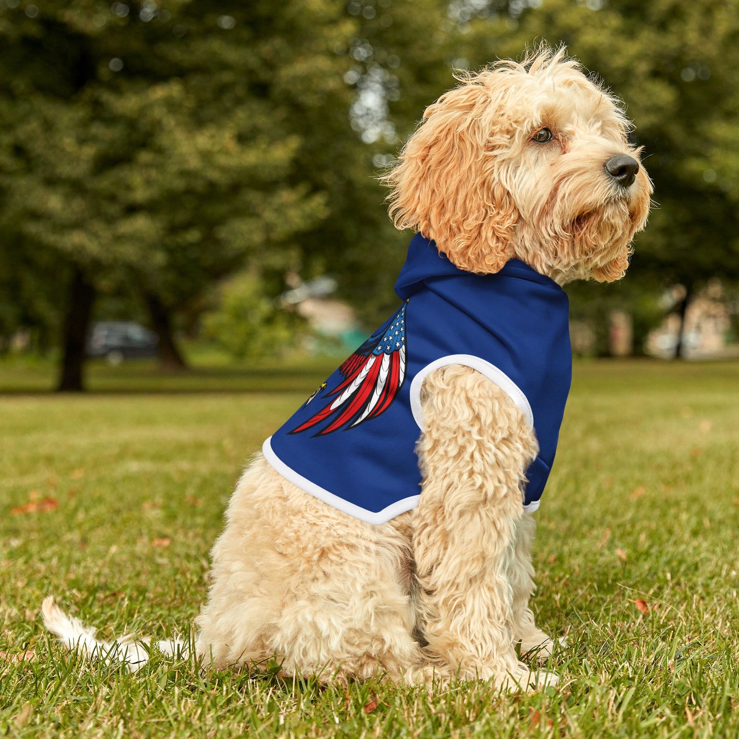 Princess Grace  Patriotic Eagle Pet Hoodie USA Flag Design for Dogs