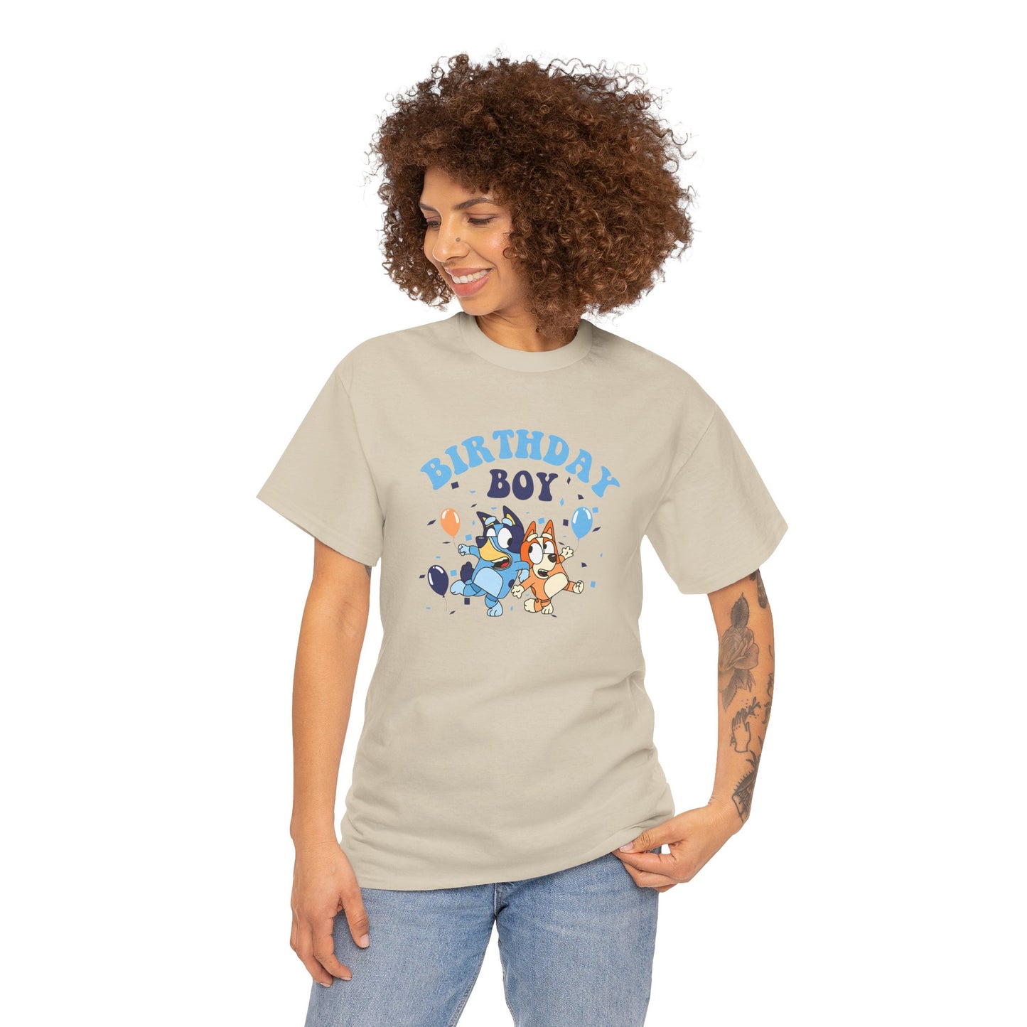 Princess Grace  Bluey  Birthday Boy Unisex Heavy Cotton Tee  Fun Celebration Shirt for Kids