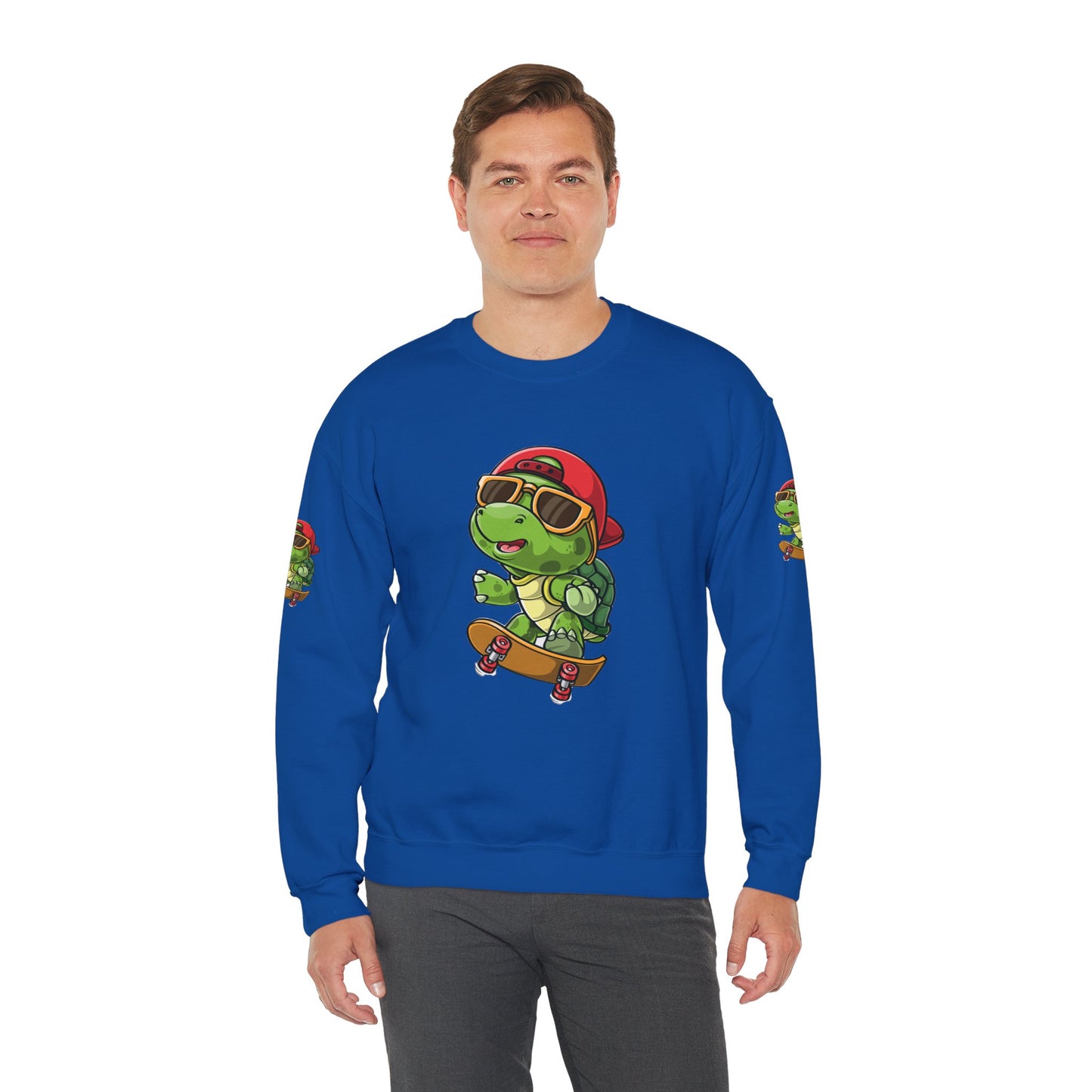 Princess Grace  Cool Turtle Skateboarding Crewneck Sweatshirt for Kids and Teens