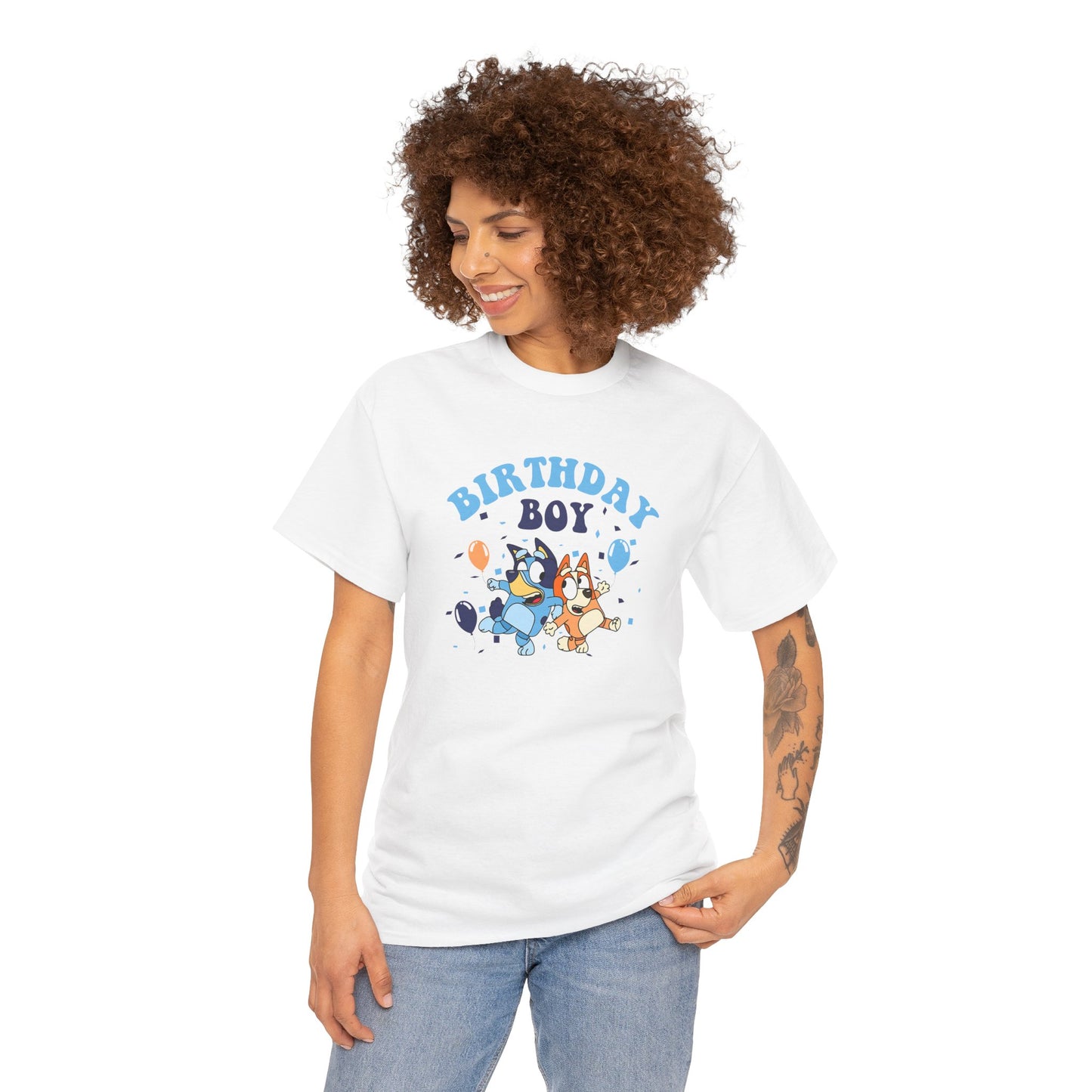 Princess Grace  Bluey  Birthday Boy Unisex Heavy Cotton Tee  Fun Celebration Shirt for Kids