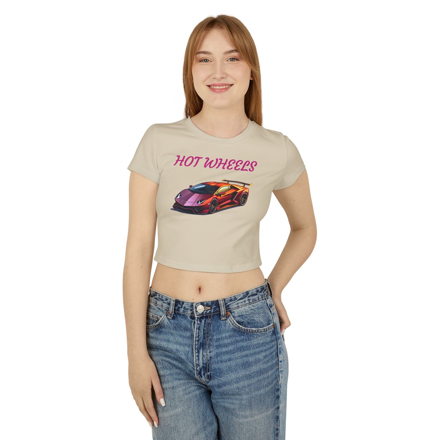 Princess Grace  Women's Baby Tee Hot Wheels Graphic Car Shirt