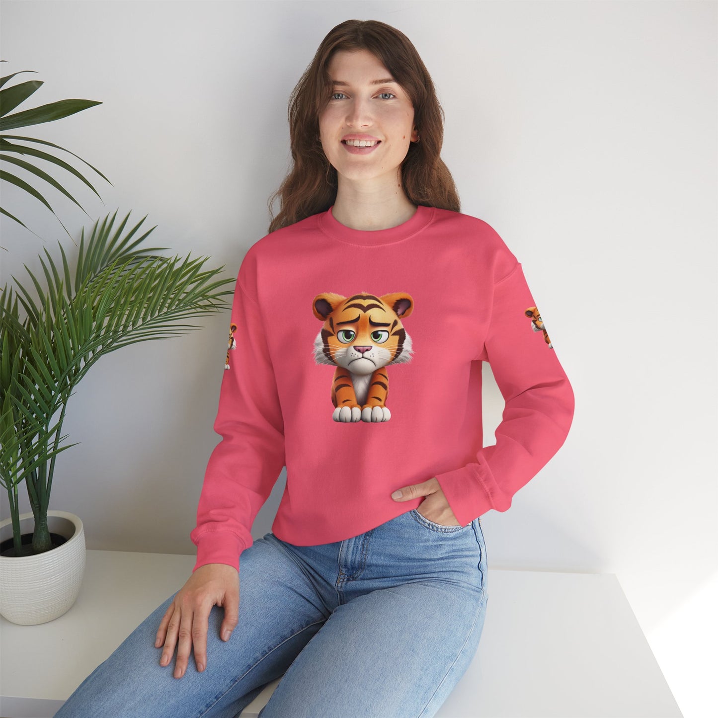 Princess Grace  Cute Tiger Graphic Unisex Crewneck Sweatshirt