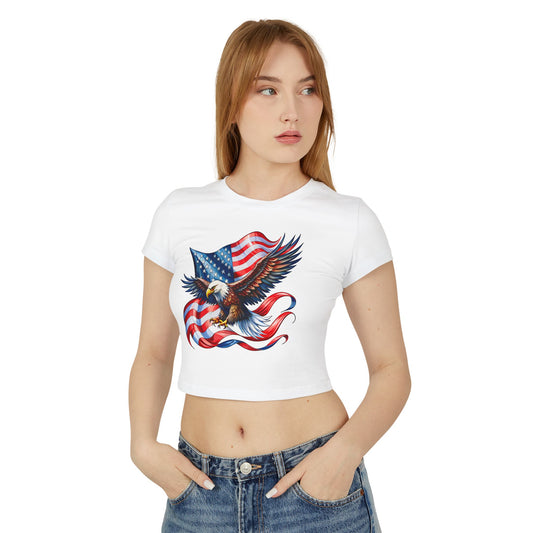 Princess Grace  Patriotic Women's Baby Tee  Eagle & USA Design for Independence Day