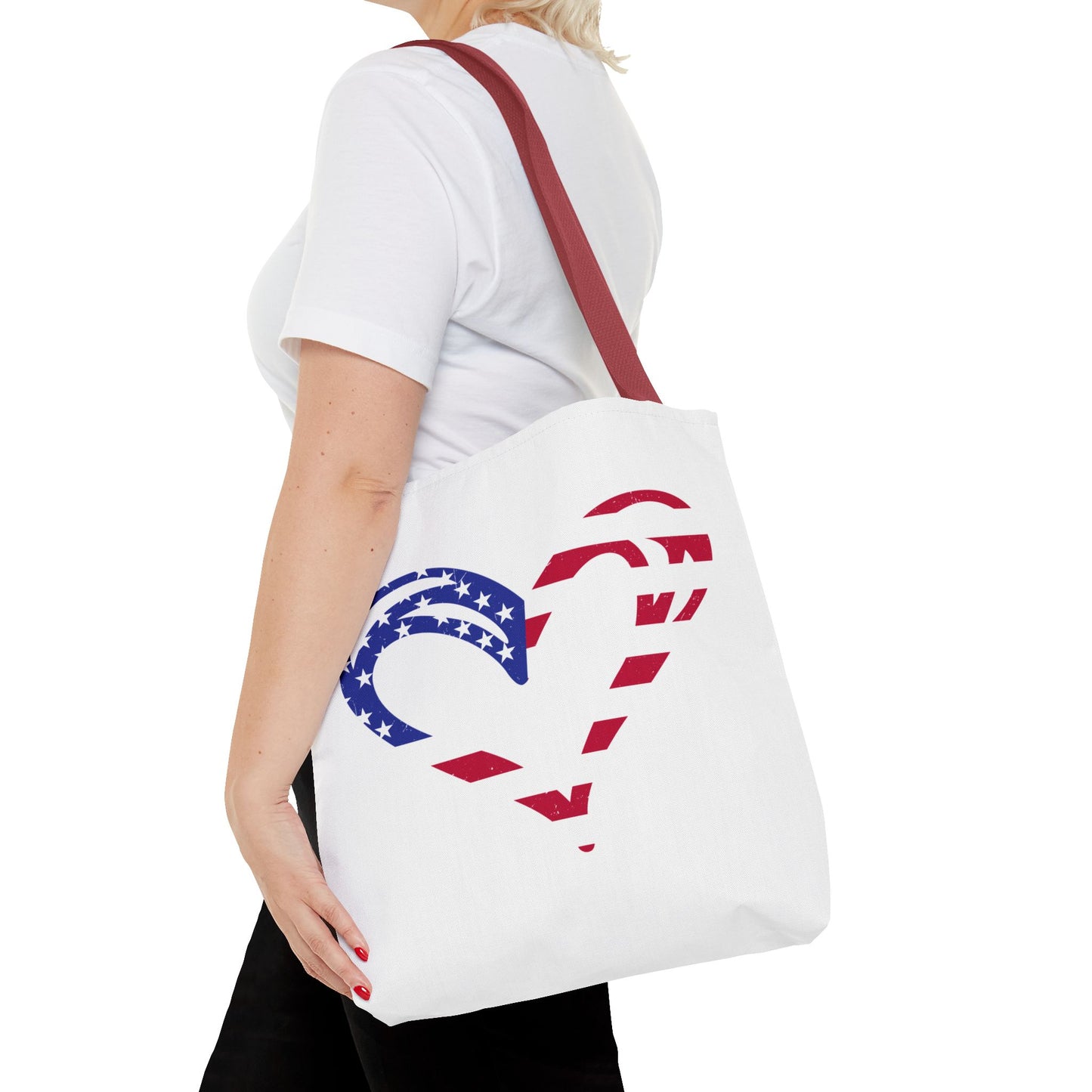 Princess Grace  Patriotic Heart Tote Bag  Ideal for Independence Day and Everyday Use