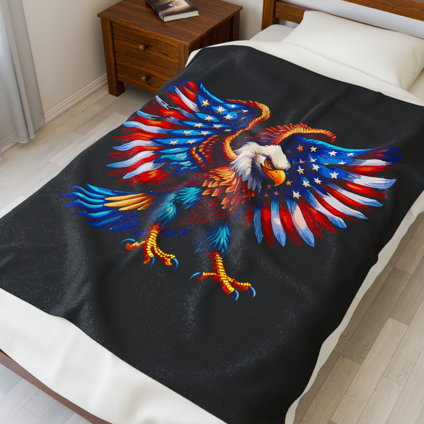 Princess Grace  Patriotic Eagle Velveteen Plush Blanket  Cozy Americana Decor