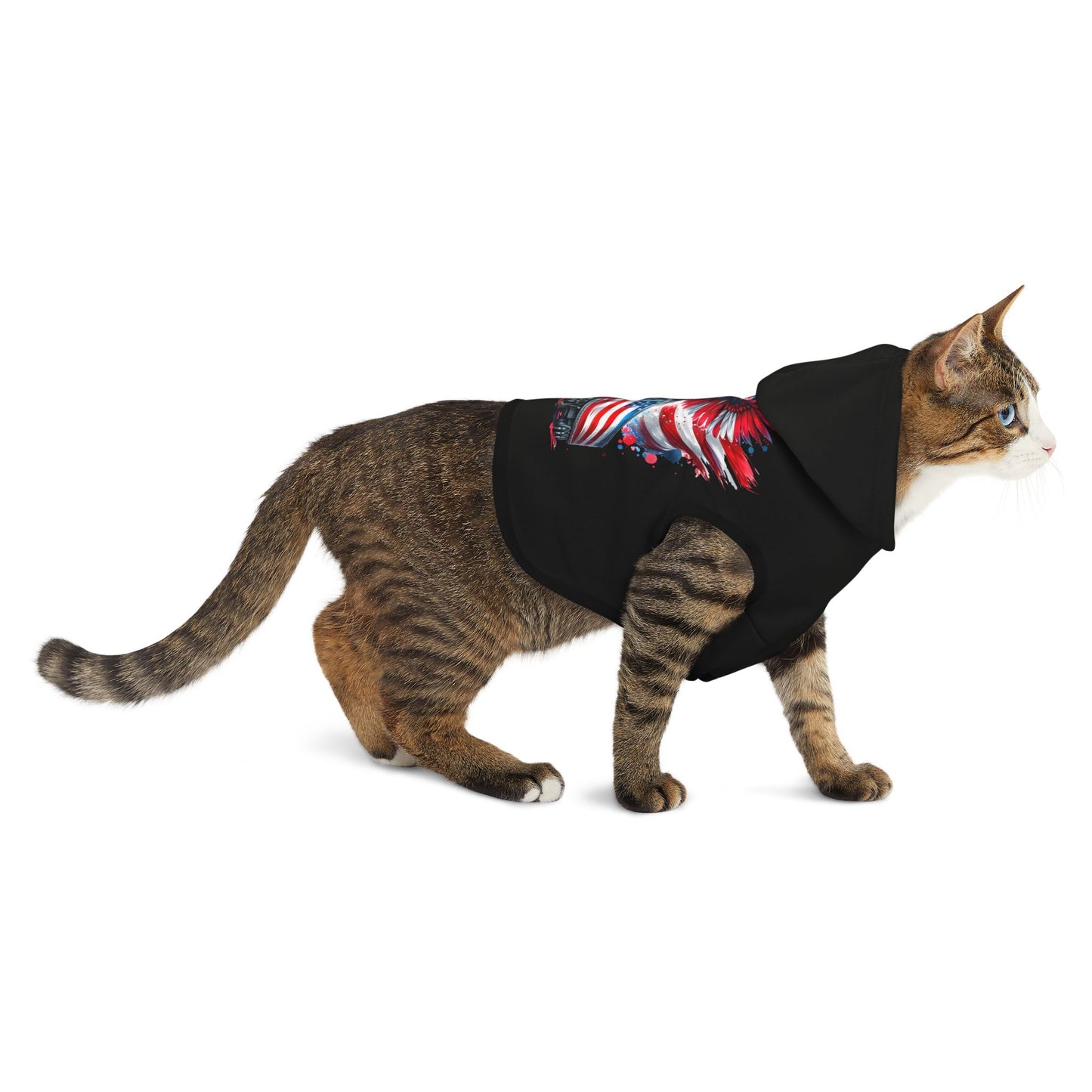 Princess Grace Patriotic Pet Hoodie with American Eagle and Truck Design