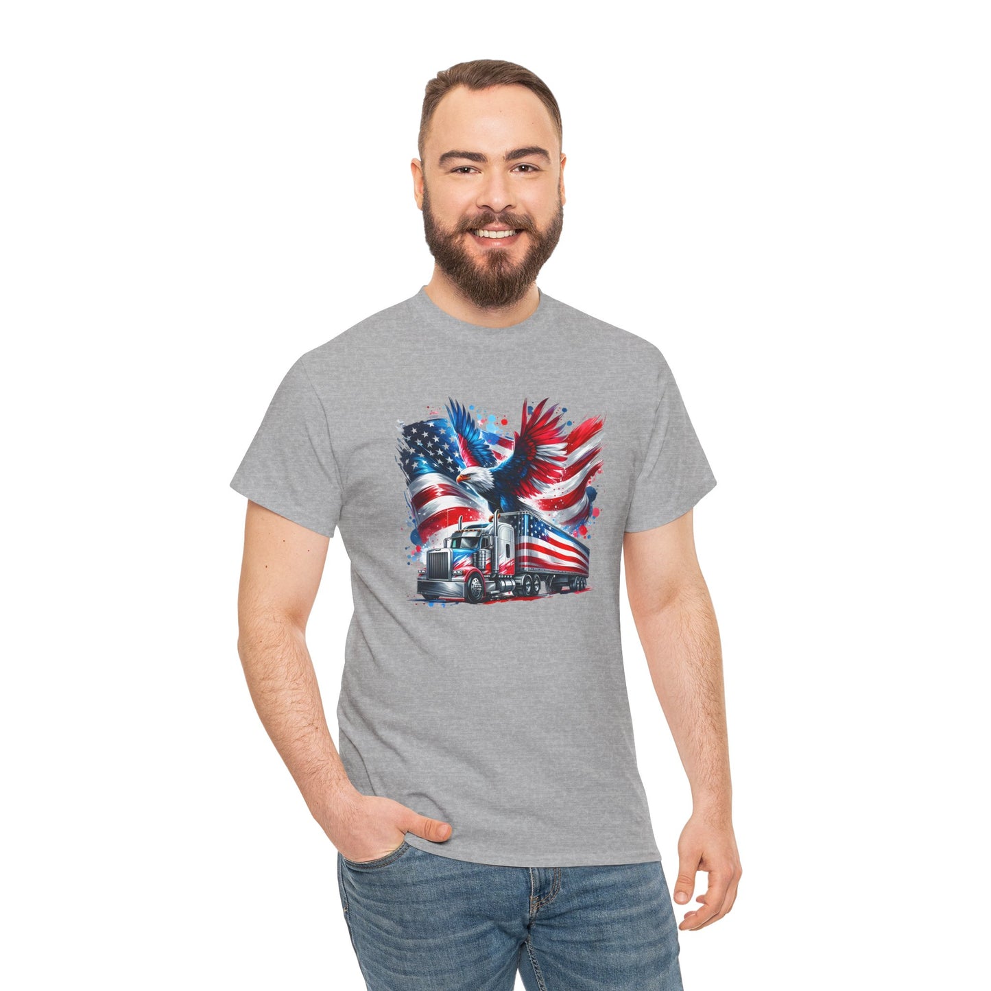 Princess Grace  Patriotic Eagle Truck Unisex Heavy Cotton Tee