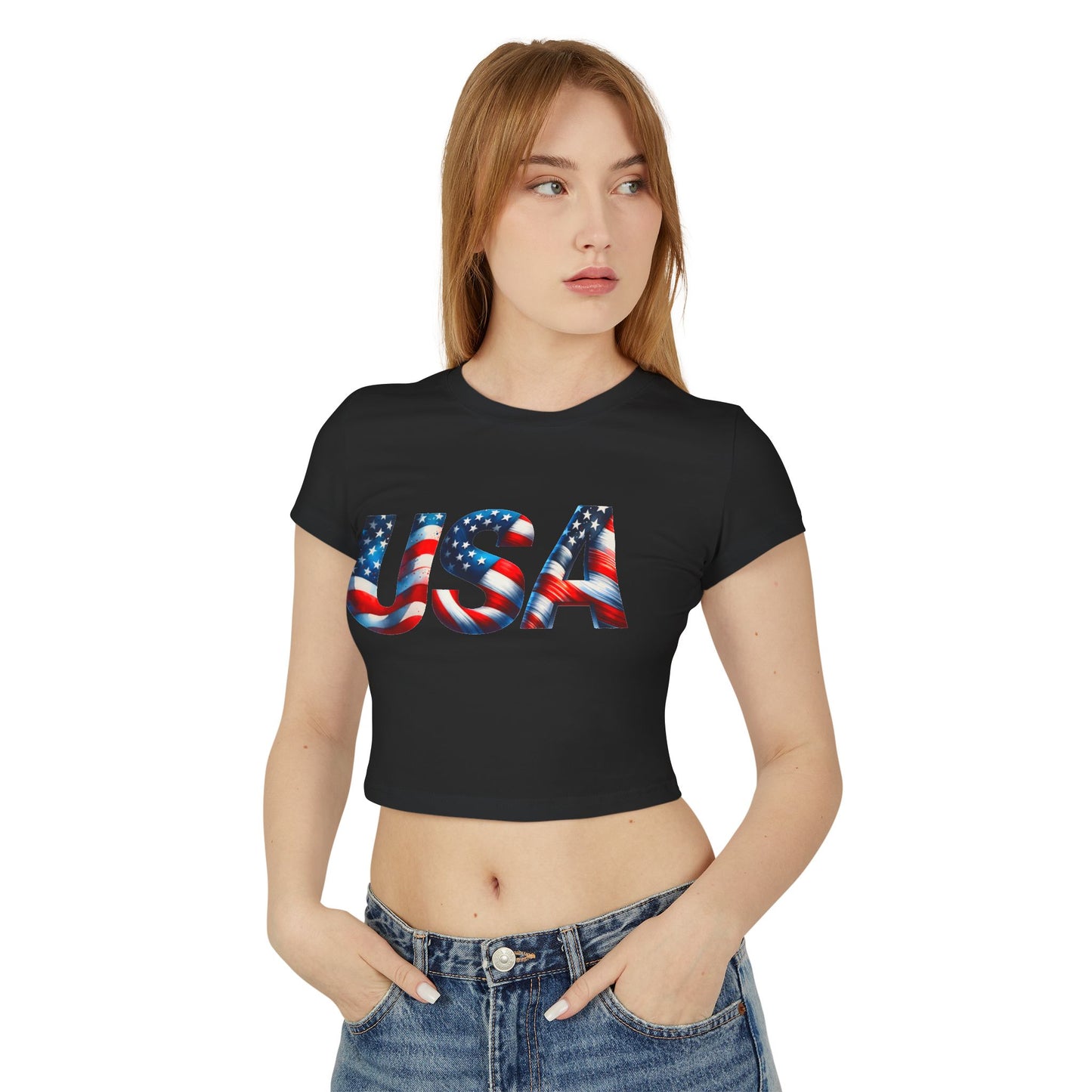 Princess Grace  Patriotic USA Women's Baby Tee  Celebrate Independence Day in Style