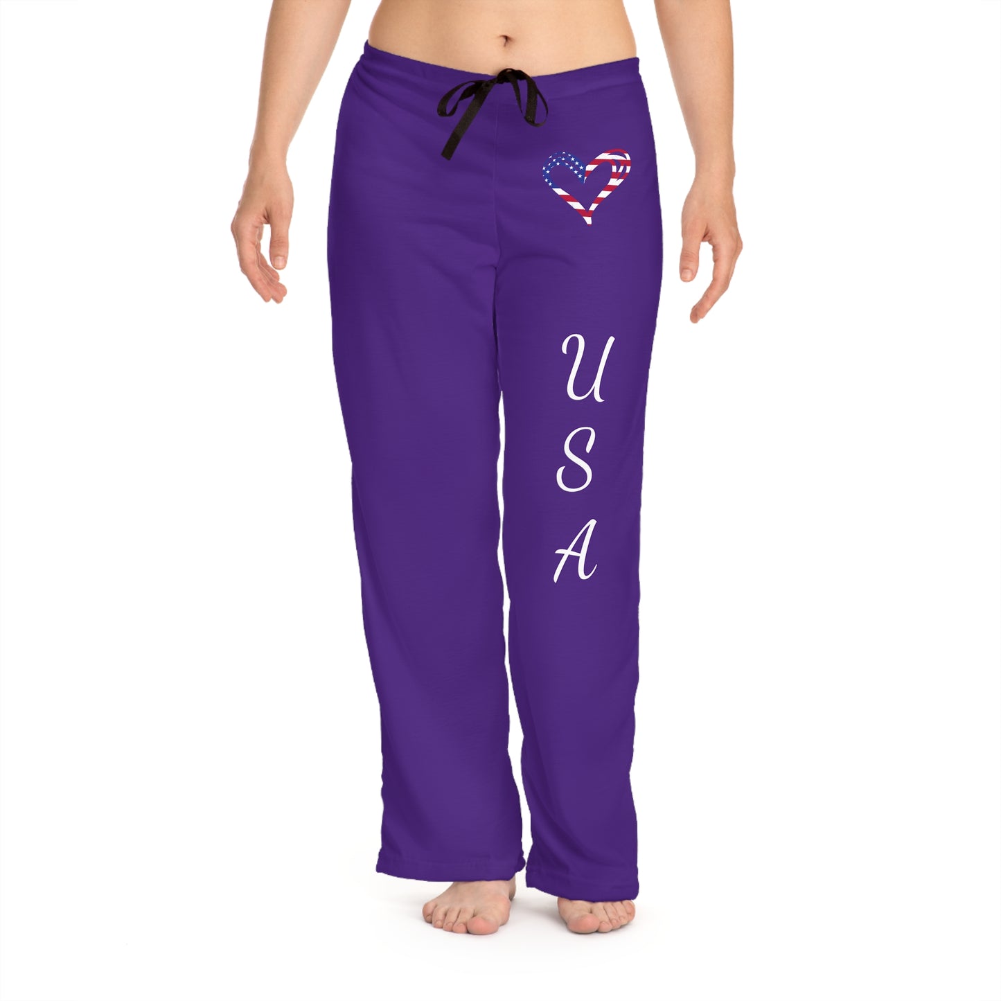 Princess Grace  Patriotic Pajama Pants  USA Heart Design, Cozy Lounge Wear for Home Celebrations
